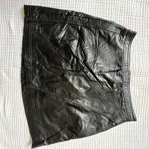 Free People Black Leather Skirt